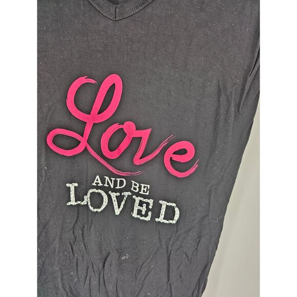 Y2K DB Women's Short Sleeve Text Printed V-neck Rayon Sleepshirt Top Size S - Picture 2 of 4